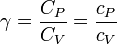 Heat Capacity ratio Formula